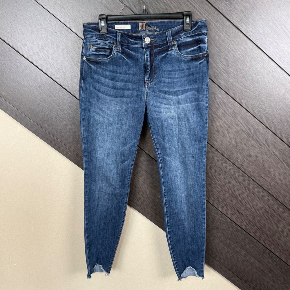 KUT From The Kloth Carlo Women's Size 10 Ankle Skinny Jeans Raw Hem Blue